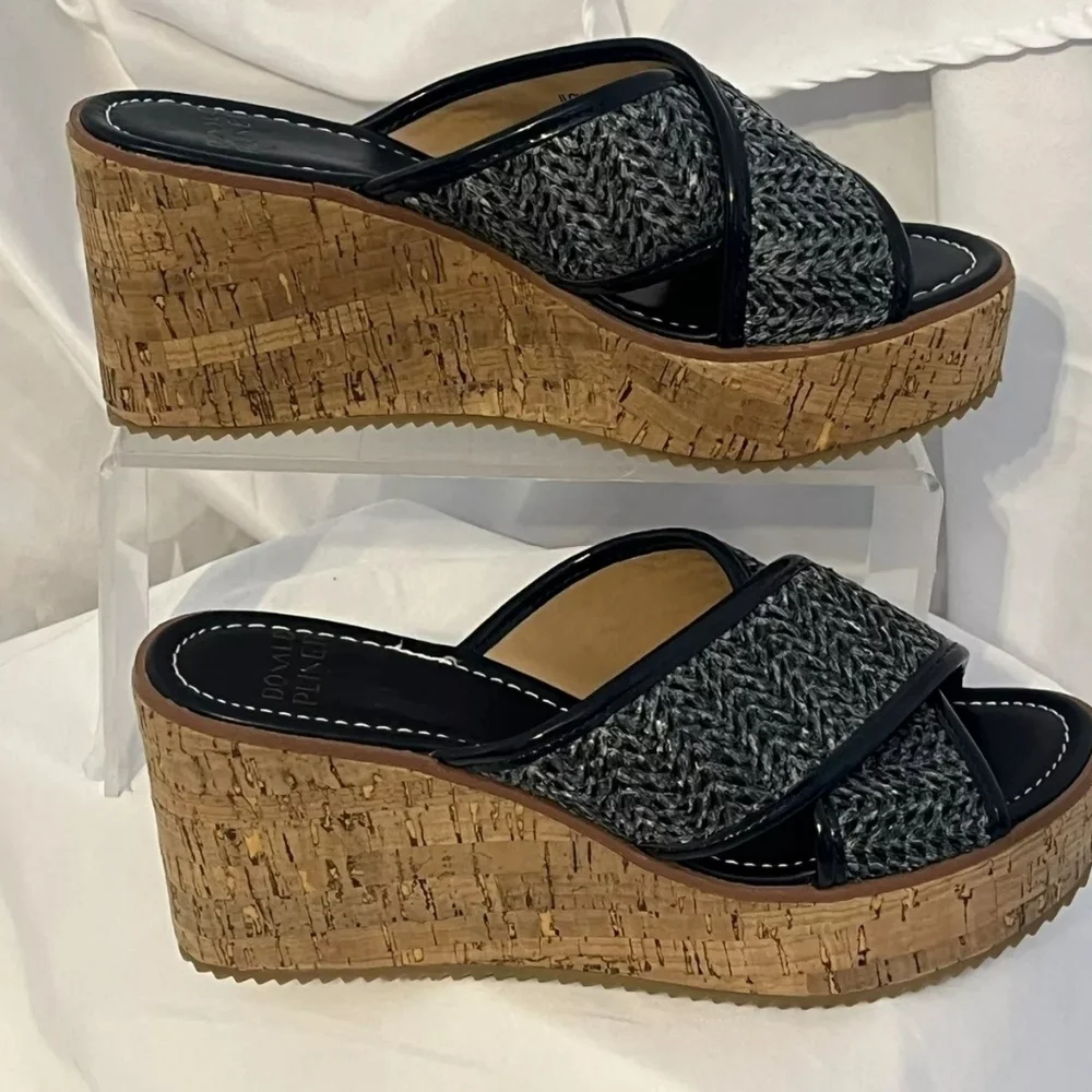 Donald J. Pliner Ilonar Navy Raffia Platform Sandals - Size 10